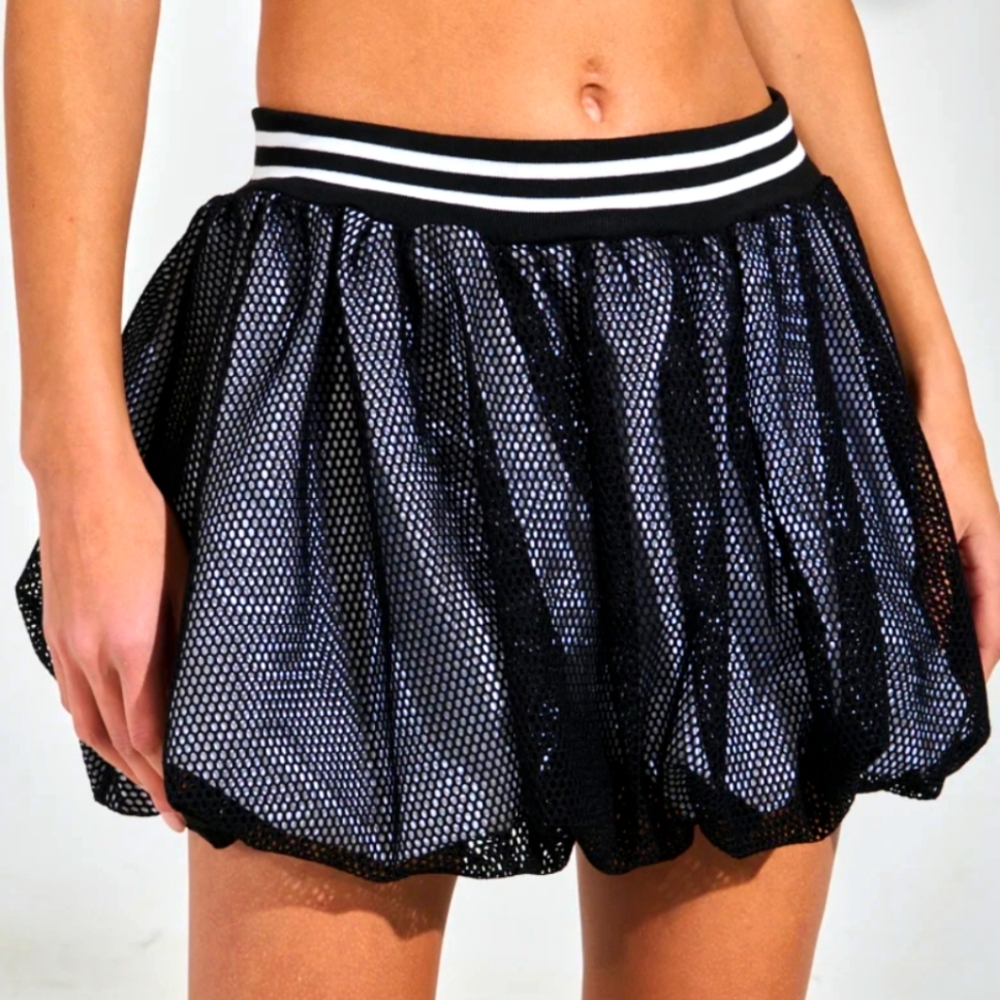 Blue & White Jersey Bubble Skirt